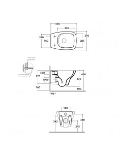 Vaso Sospeso Globo serie Daily cod. DAS03BI scarico senza brida bianco lucido - Kallea 2