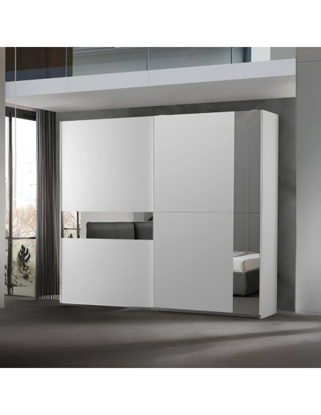 Camera da letto Manon colore bianco e dettagli grigio con letto contenitore - Kallea