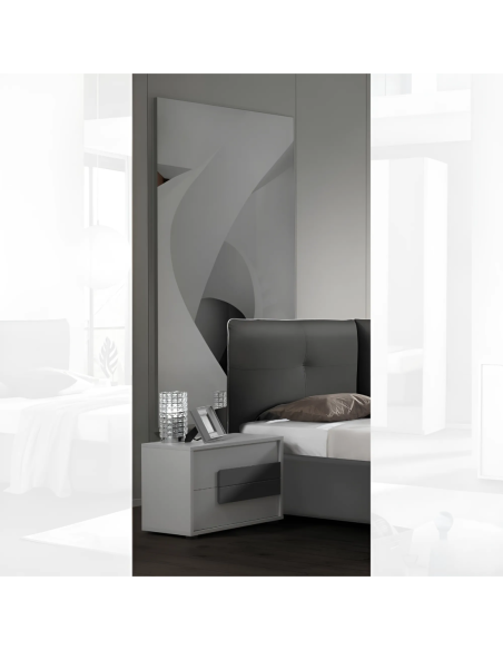 Camera da letto Manon colore bianco e dettagli grigio con letto contenitore - Kallea