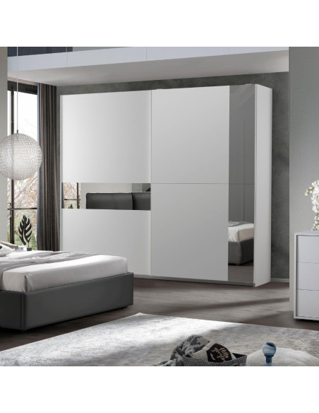Camera da letto Manon colore bianco e dettagli grigio con letto contenitore - Kallea