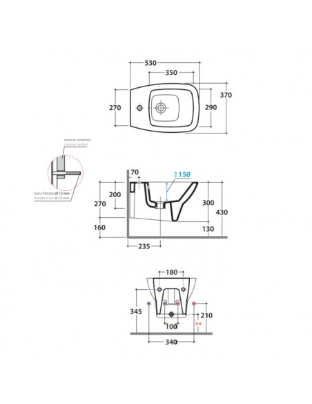 Bidet sospeso Globo serie Daily cod: DAS09BI dimensioni 53 x 37 bianco lucido - Kallea