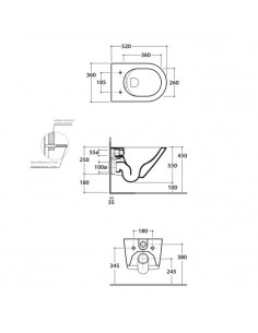 Vaso Sospeso Globo serie Forty3 cod. FOS03BI dimensioni 52 x 36 cm scarico con brida ottimizzato bianco lucido - Kallea 2