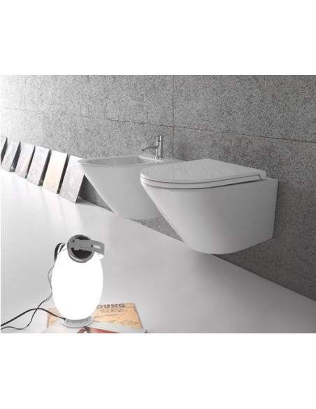 Sanitari sospesi Globo serie Forty3 da 52cm con scarico ottimizzato in ceramica bianco lucido con sedile rallentato - Kallea