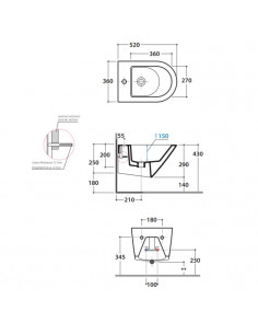 Bidet sospeso Globo serie Forty3 cod: FOS07BI dimensioni 52 x 36 bianco lucido - Kallea 2