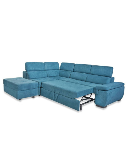 Divano letto Lughen contenitore 5 elementi reversibili colore verde acqua - Kallea