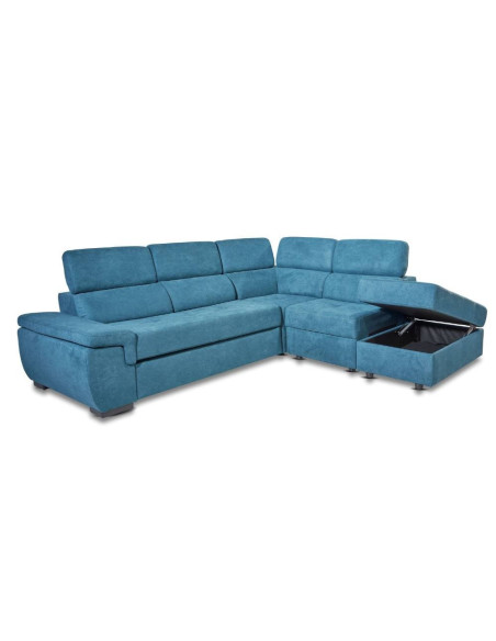 Divano letto Lughen contenitore 5 elementi reversibili colore verde acqua - Kallea