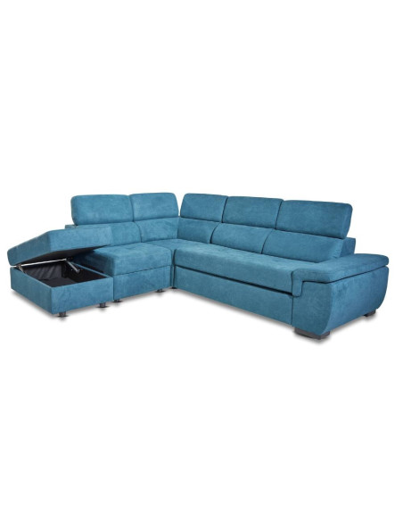 Divano letto Lughen contenitore 5 elementi reversibili colore verde acqua - Kallea