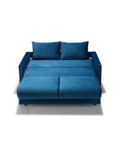 Divano letto Calion contenitore in Twist 12 light blue con piedi in legno - Kallea 2