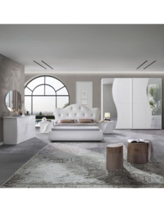 Camera da letto Sinera colore bianco larice con particolari in cristallo - Kallea