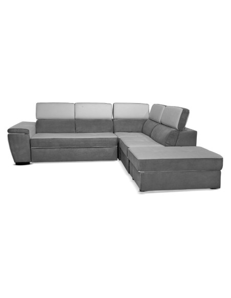 Divano Kutri penisola letto e contenitore bicolore Luna24 grigio elephant e Luna19 grigio chiaro - Kallea