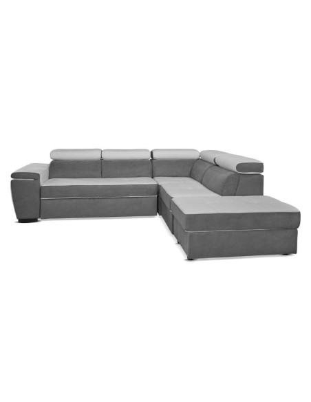 Divano Kutri penisola letto e contenitore bicolore Luna24 grigio elephant e Luna19 grigio chiaro - Kallea