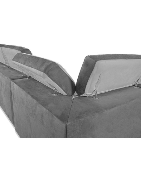 Divano Kutri penisola letto e contenitore bicolore Luna24 grigio elephant e Luna19 grigio chiaro - Kallea