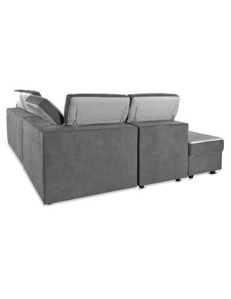 Divano Kutri penisola letto e contenitore bicolore Luna24 grigio elephant e Luna19 grigio chiaro - Kallea