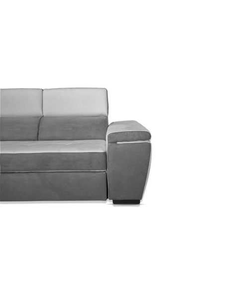 Divano Kutri penisola letto e contenitore bicolore Luna24 grigio elephant e Luna19 grigio chiaro - Kallea