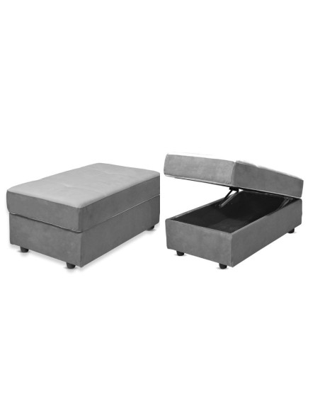 Divano Kutri penisola letto e contenitore bicolore Luna24 grigio elephant e Luna19 grigio chiaro - Kallea