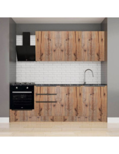 Cucina Casale 240 cm. reversibile con elettrodomestici inclusi con cassa bianca e ante rovere detroit - Kallea 2