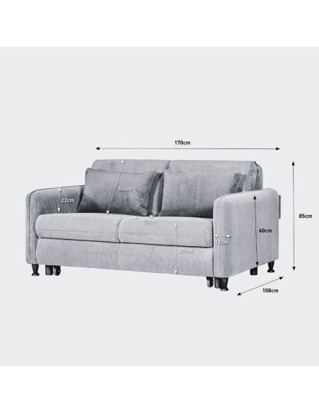 Divano Ravit grigio 57-044 con letto estraibile e contenitore - Kallea