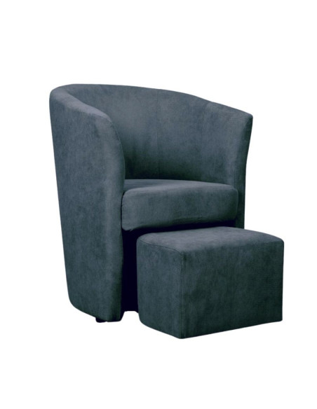 Djerba tessuto grigio scuro Soro 97 poltrona con pouff estraibile - Kallea