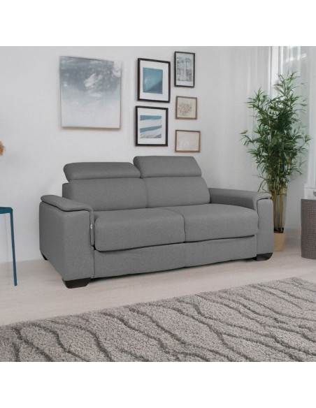 Divano letto Mercurio 3 posti in tessuto Barrel 90 grigio - Kallea