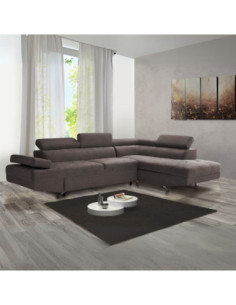 Divano letto angolare Rio con penisola contenitore destra in tessuto Mozart 95 elephant - Kallea