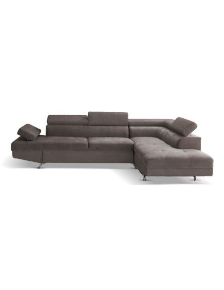 Divano letto angolare Rio con penisola contenitore destra in tessuto Mozart 95 elephant - Kallea