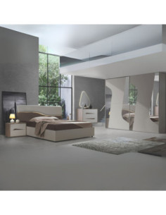 Camera da letto Soleil con armadio ante scorrevoli colore cashmere e olmo biscotto - Kallea