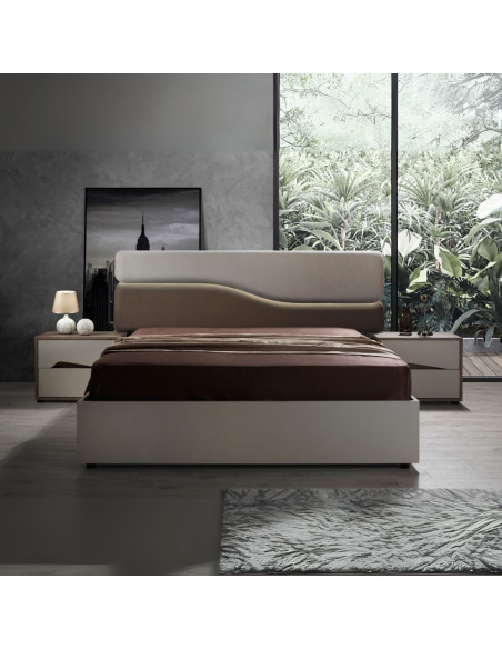 Camera da letto Soleil con armadio ante scorrevoli colore cashmere e olmo biscotto - Kallea