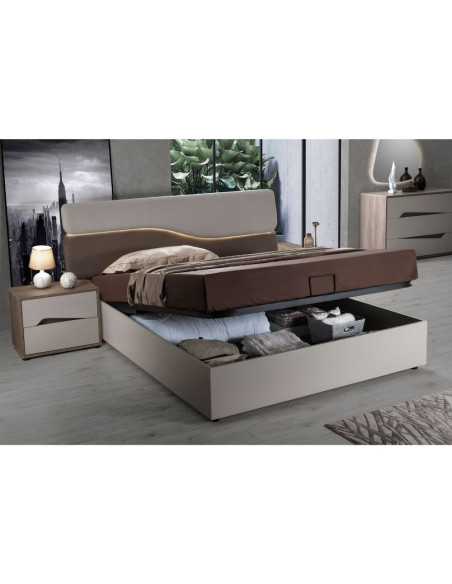 Camera da letto Soleil con armadio ante scorrevoli colore cashmere e olmo biscotto - Kallea