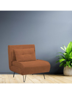 Poltrona letto Quarzo senza braccioli colore ruggine con piedini in metallo - Kallea