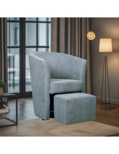 Djerba tessuto grigio chiaro Soro 90 con pouff estraibile - Kallea