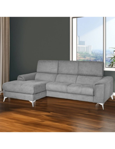 Divano Pronter 2 elementi penisola sinistra con poggiatesta reclinabili colore luna 24 elephant - Kallea