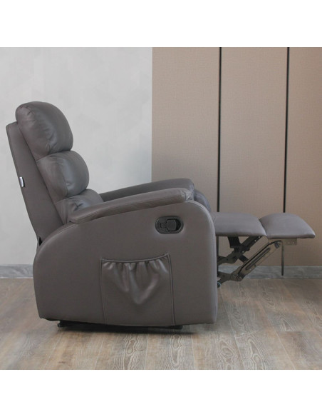 Poltrona relax Futura in nabuk grigio manuale 8 punti di massaggio - Kallea