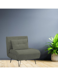 Poltrona letto Quarzo senza braccioli colore verde muschio con piedini in metallo - Kallea