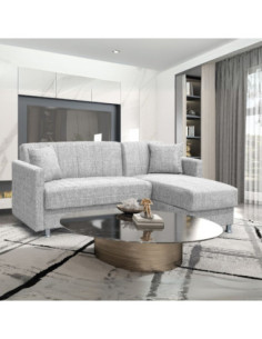 Divano letto Oasis con penisola contenitore reversibile in tessuto Mina 01 grigio chiaro - Kallea