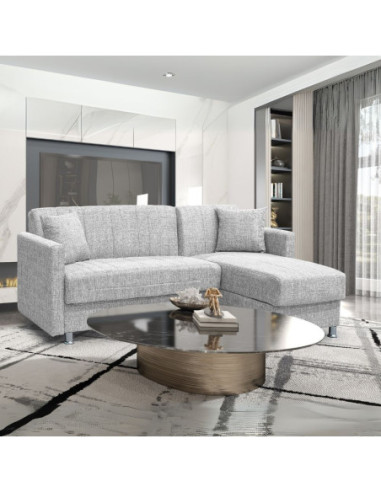 Divano letto Oasis con penisola contenitore reversibile in tessuto Mina 01 grigio chiaro - Kallea
