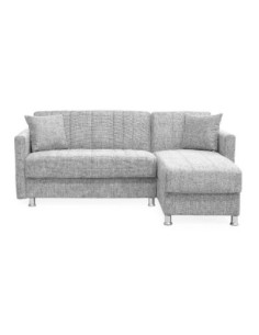 Divano letto Oasis con penisola contenitore reversibile in tessuto Mina 01 grigio chiaro - Kallea 2