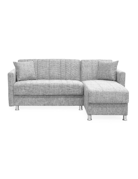 Divano letto Oasis con penisola contenitore reversibile in tessuto Mina 01 grigio chiaro - Kallea