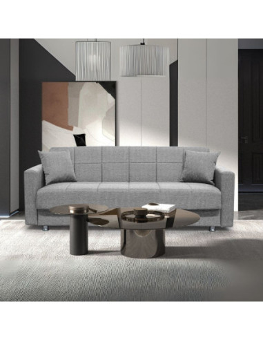 Divano Marbella 3 posti con letto contenitore in tessuto Mina 14 grigio chiaro - Kallea