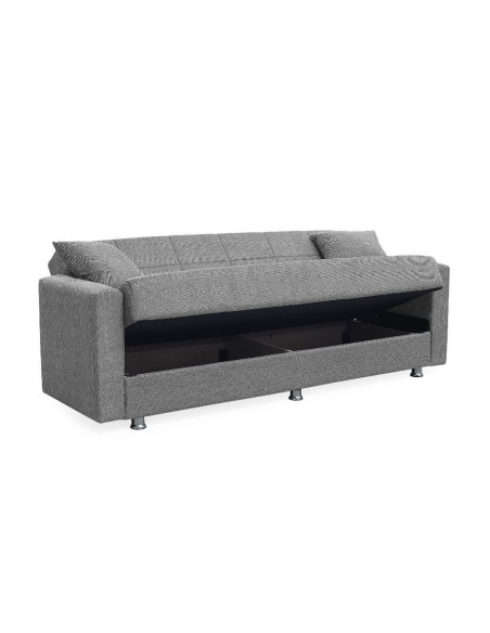 Divano Marbella 3 posti con letto contenitore in tessuto Mina 14 grigio chiaro - Kallea