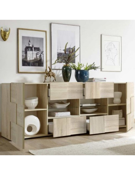 Madia Artica rovere samoa 2 ante e 4 cassetti - Kallea