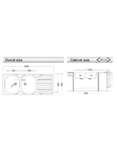 Lavello 50 series 120x50 cm N127 destro - Kallea 2