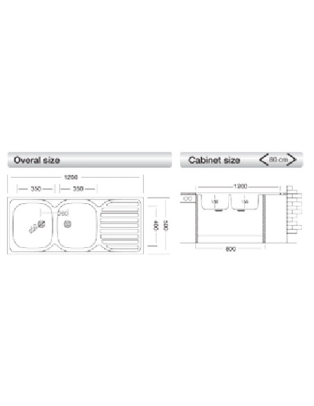 Lavello 50 series 120x50 cm N127 destro - Kallea