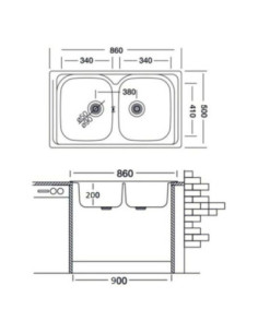 Lavello 86x50 doppia vasca XTREND 322 - Kallea 2
