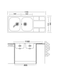 Lavello SAXT333 116x50 cm sinistro - Kallea 2