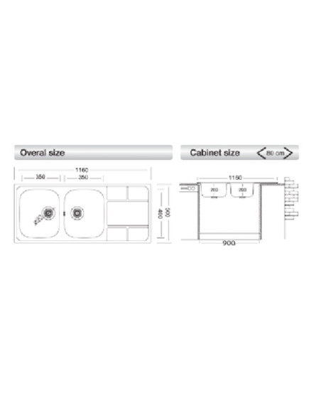 Lavello SAXT333 116x50 cm sinistro - Kallea