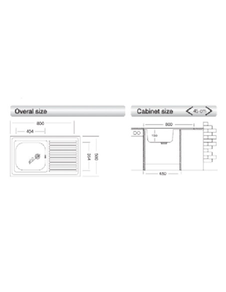 Lavello 50 series 80x50 cm N216 sinistro - Kallea