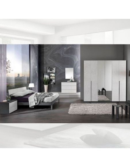 Camera da letto Manitoba grigio cemento armadio con specchi - Kallea