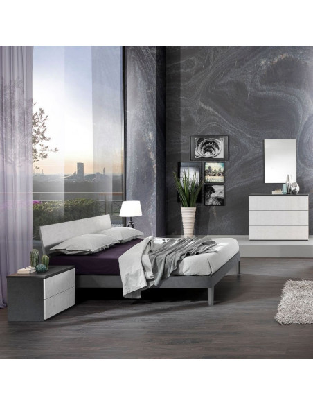 Camera da letto Manitoba grigio cemento armadio con specchi - Kallea