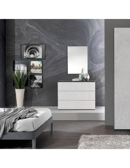 Camera da letto Manitoba grigio cemento armadio con specchi - Kallea