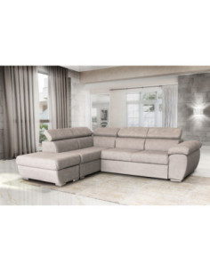 Divano Fiona angolare con penisola sinistra grigio chiaro Mozart 90 - Kallea